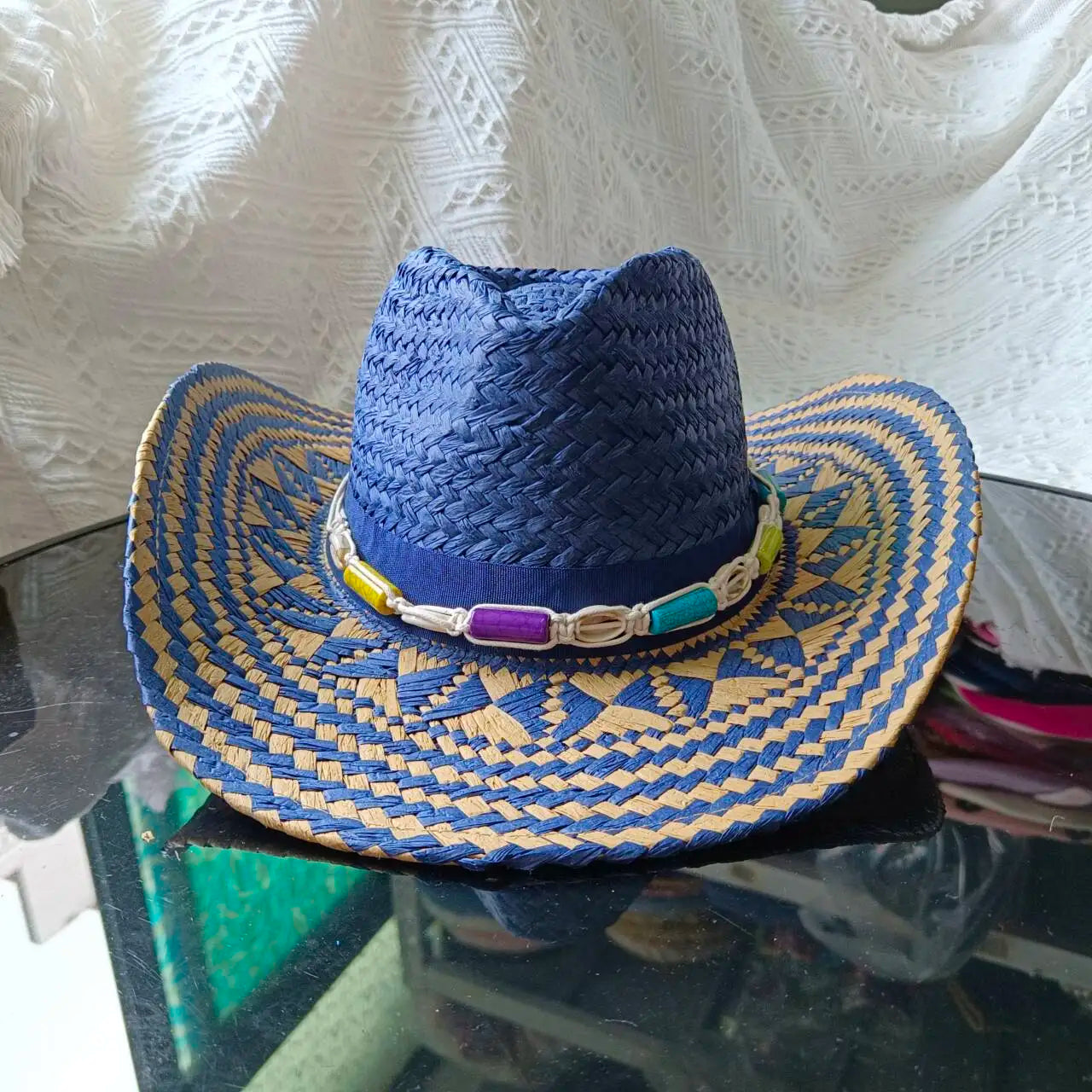 Women's Woven Straw Flat Brim Hat