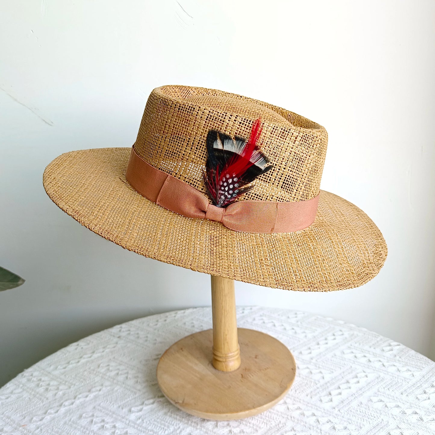 Women's Woven Straw Flat Brim Hat