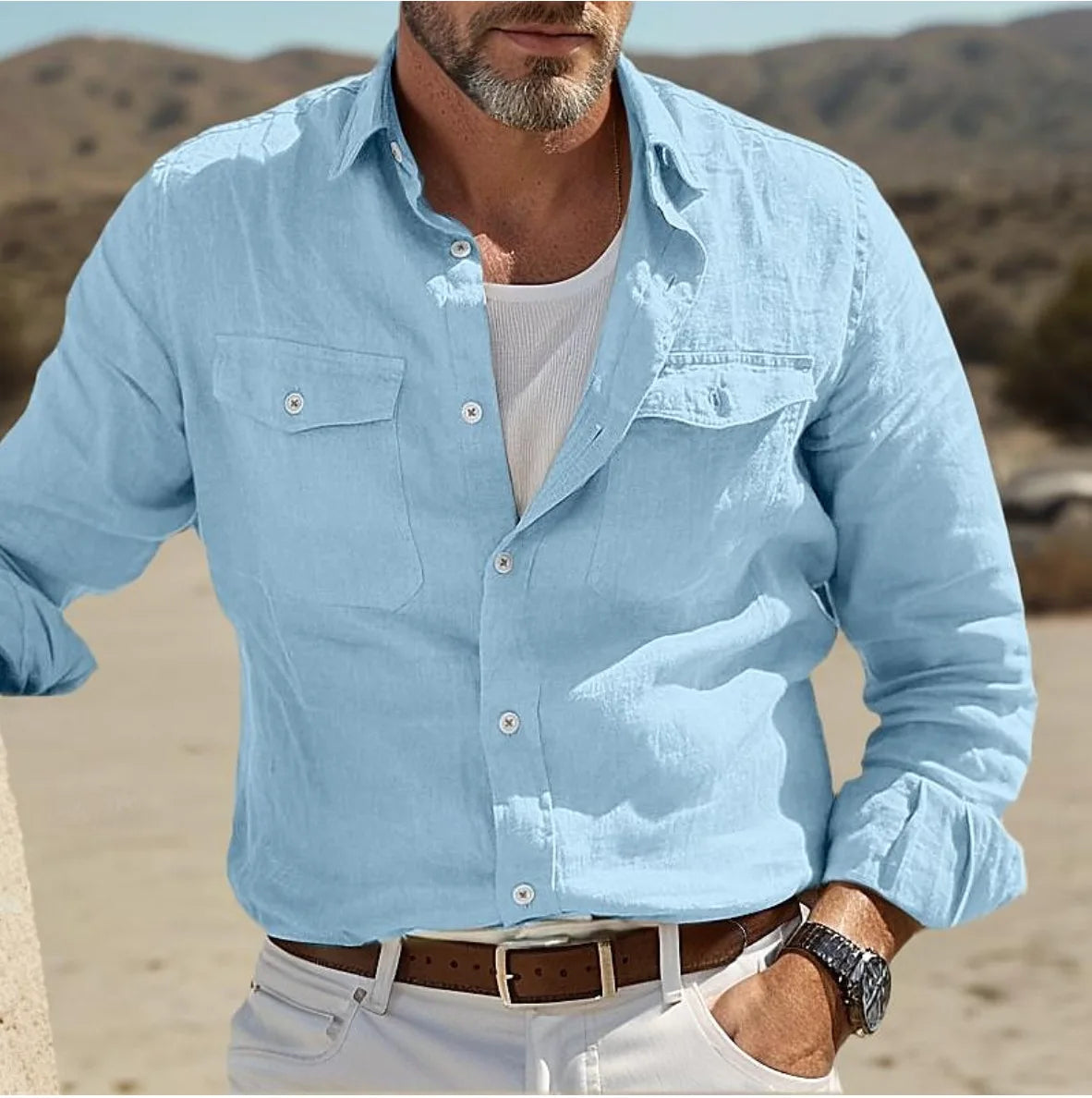 Men's Linen Business Gentleman Shirt