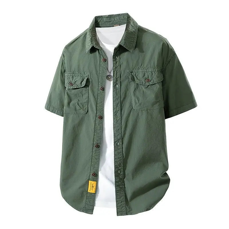 Men's American Retro Lapel Workwear Shirt