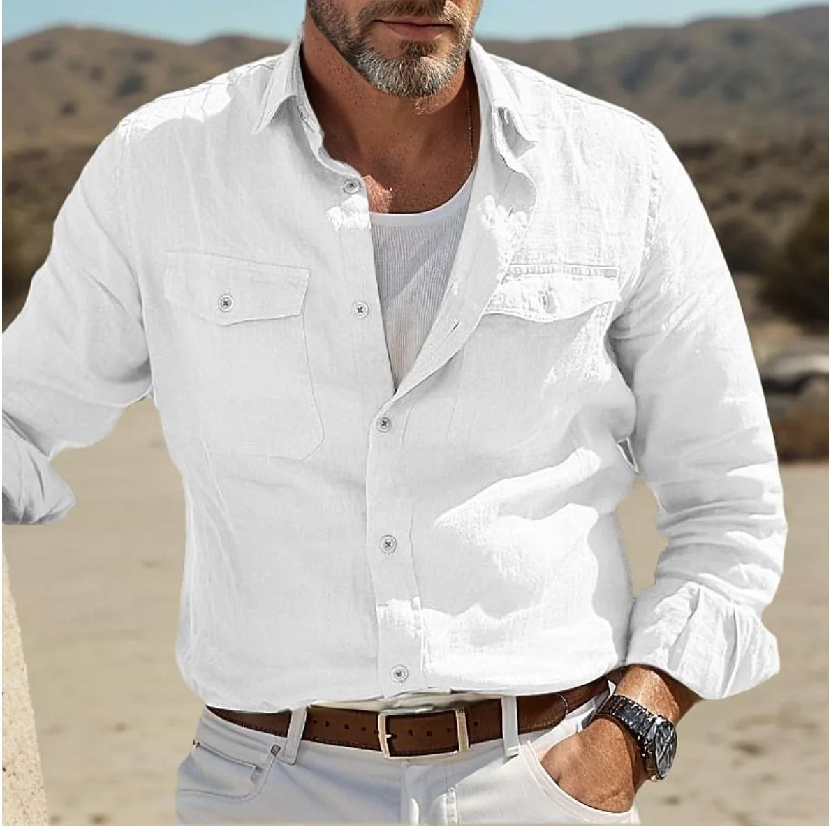 Men's Linen Business Gentleman Shirt