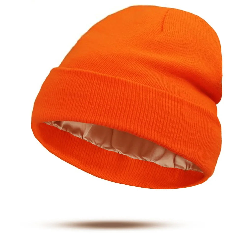Women's Knitted Satin Wool Hat