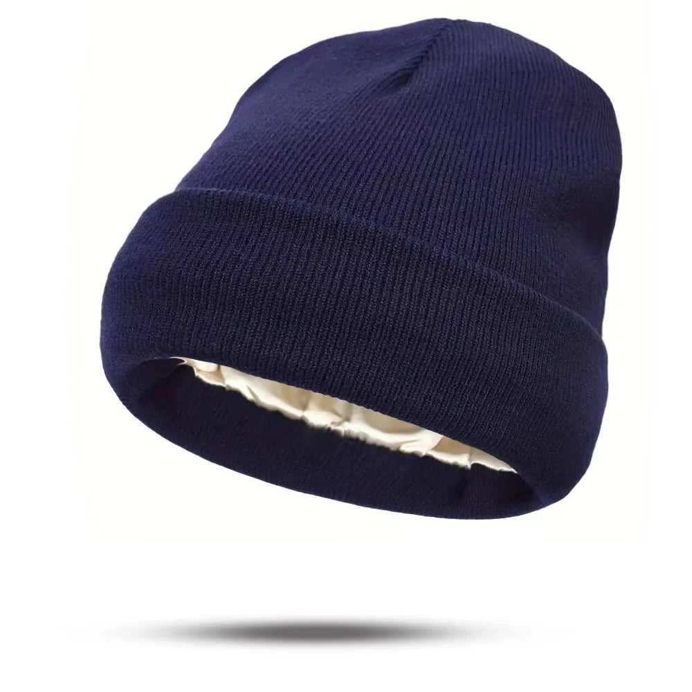 Women's Knitted Satin Wool Hat
