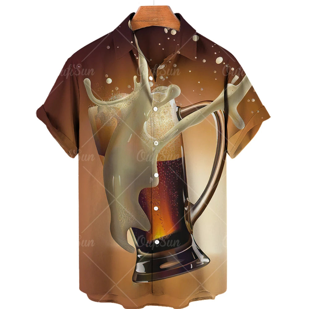 Men's Hawaiian Beer Print Shirt