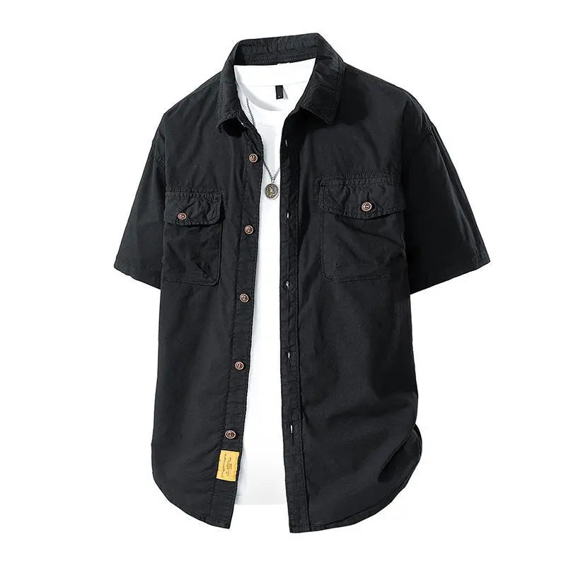Men's American Retro Lapel Workwear Shirt