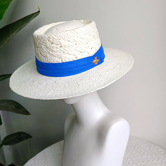 Women's Woven Straw Flat Brim Hat