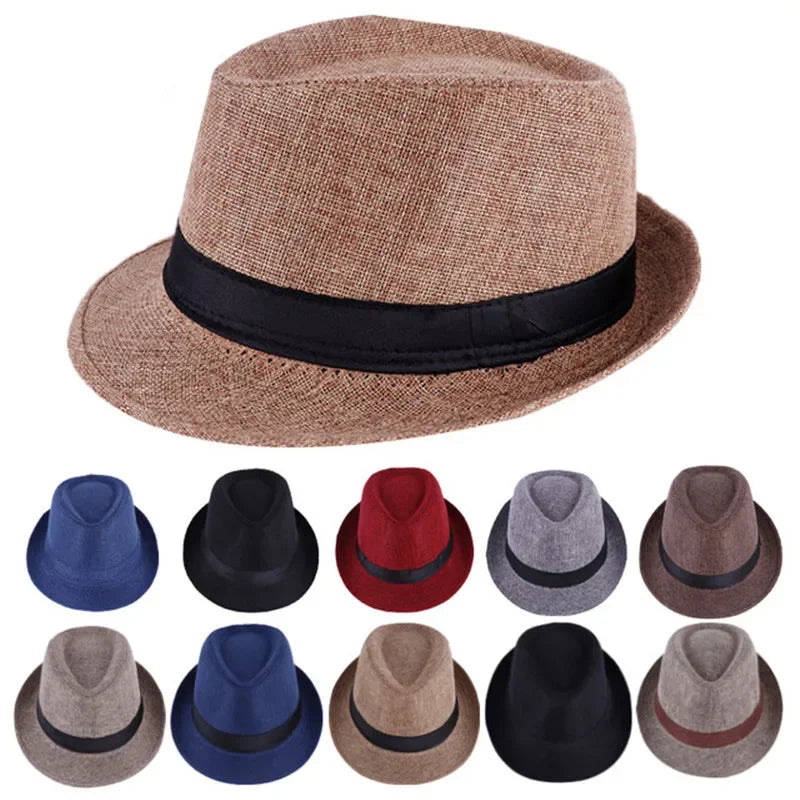 Men's Cotton Linen Jazz Fedora Hat