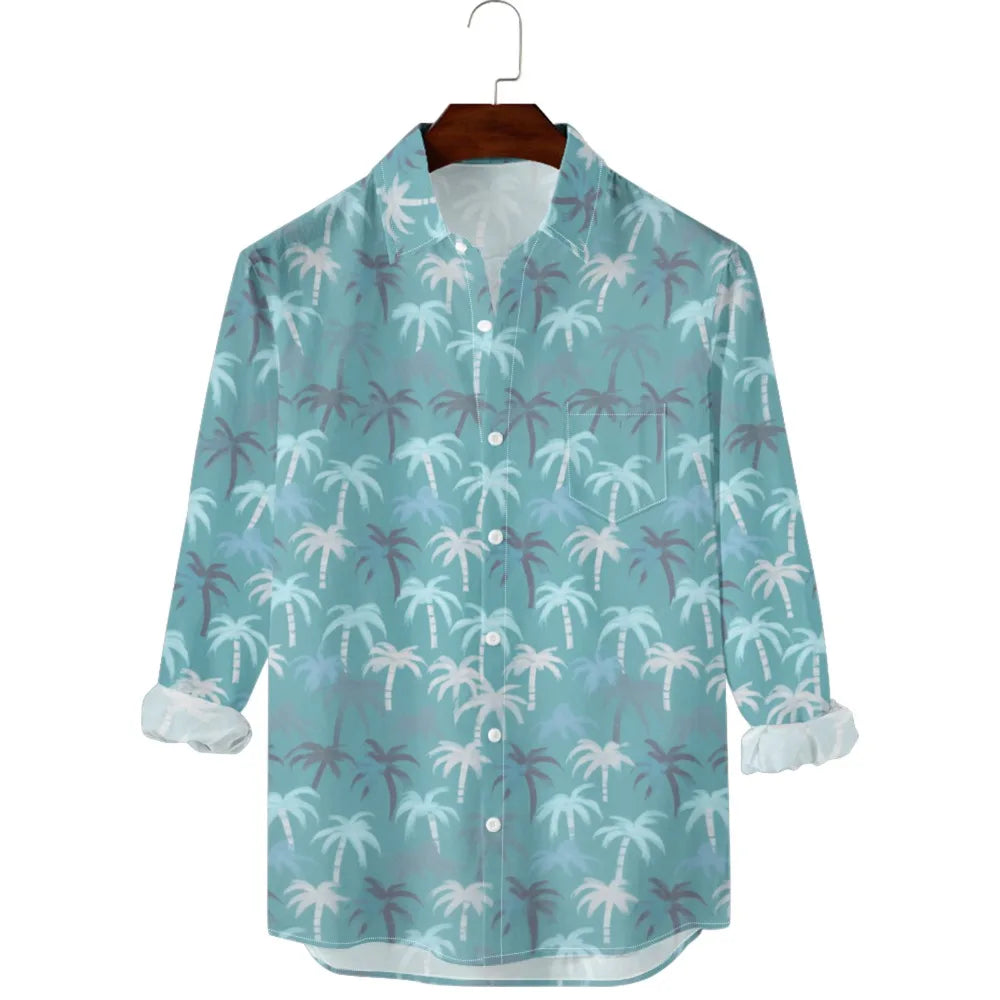 Men's Sunset Ombre Palm Print Hawaiian Shirt