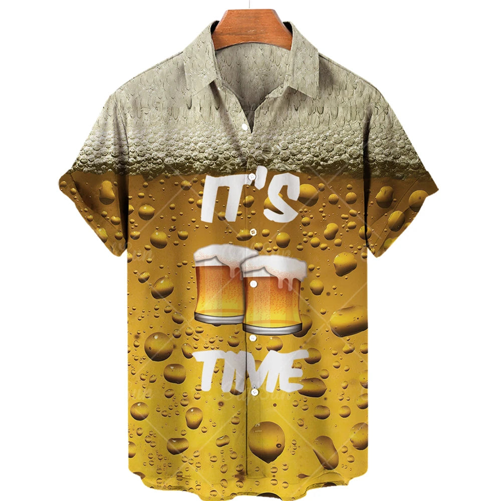 Men's Hawaiian Beer Print Shirt