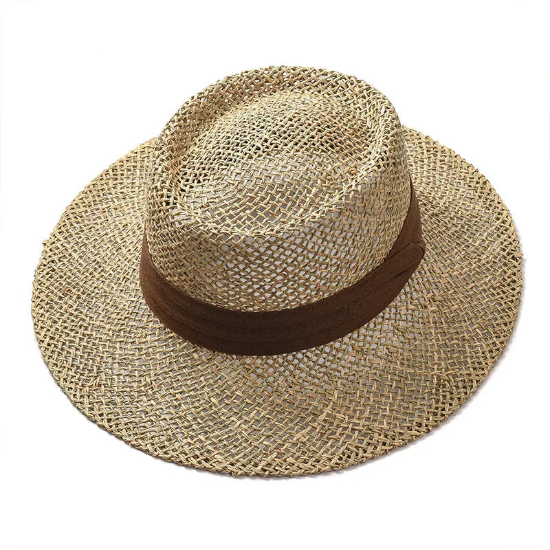 Women's Woven Straw Flat Brim Hat