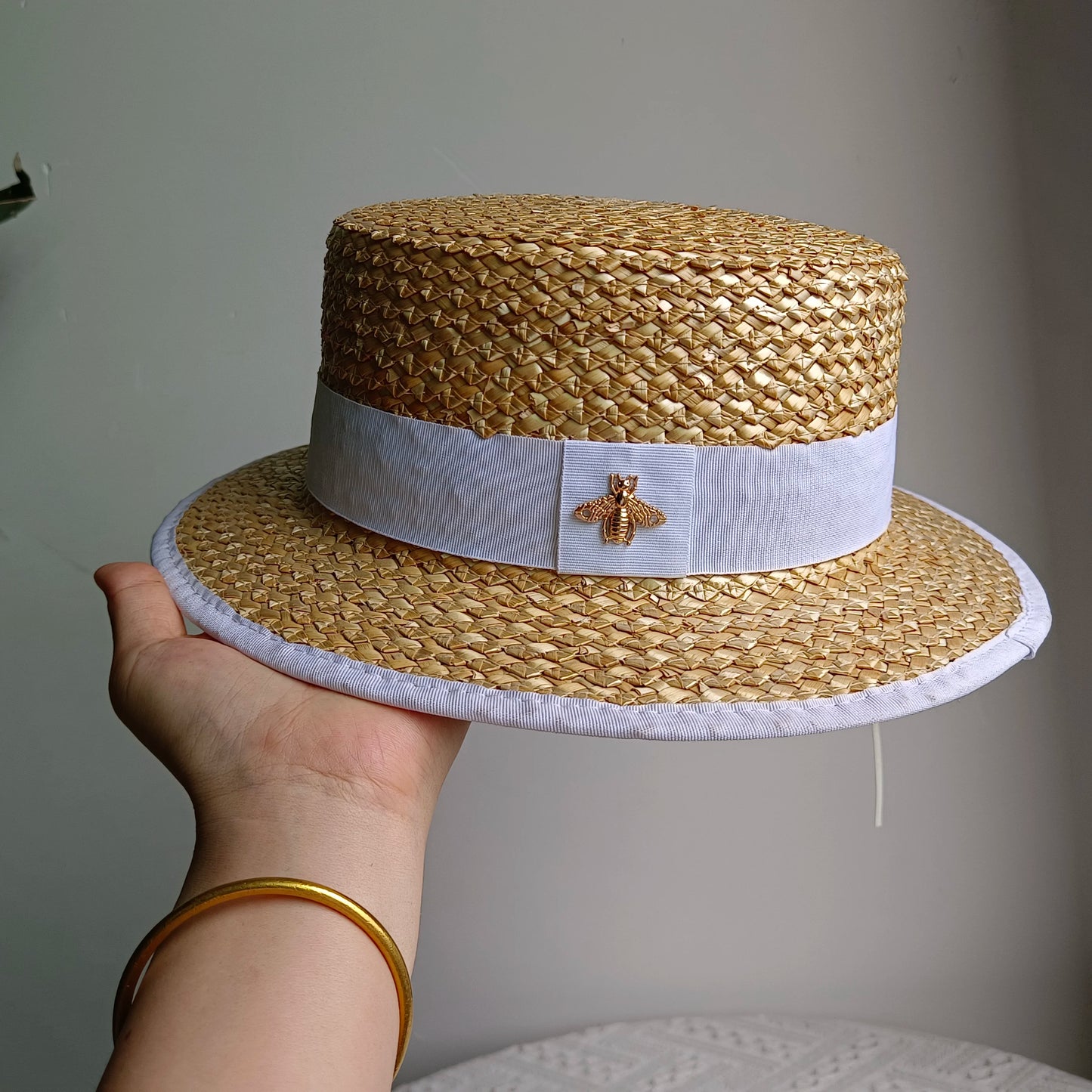 Women's Woven Straw Flat Brim Hat
