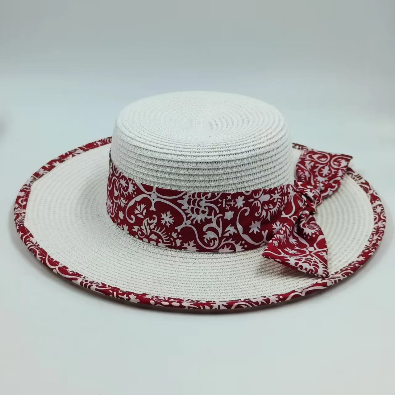 Women's Woven Straw Flat Brim Hat