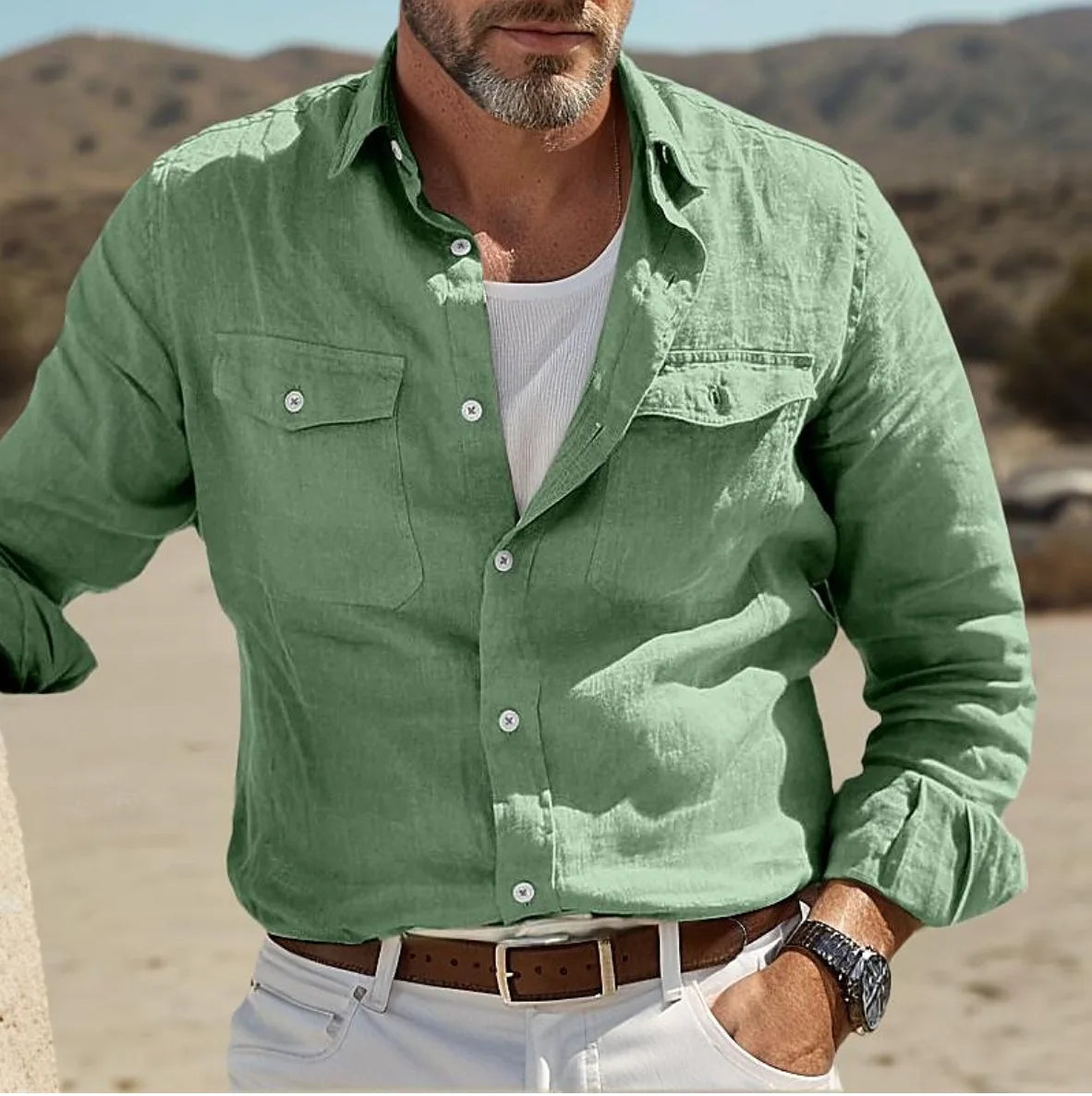 Men's Linen Business Gentleman Shirt