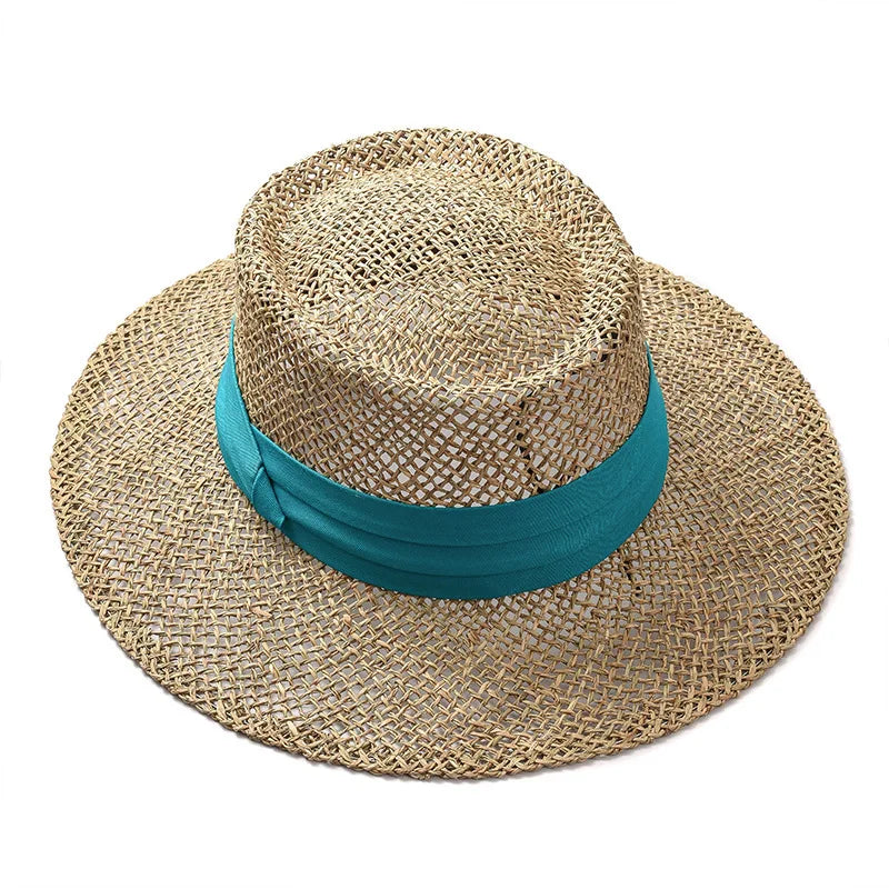 Women's Woven Straw Flat Brim Hat