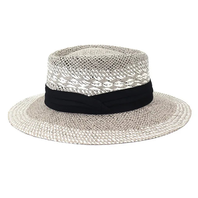 Women's Woven Straw Flat Brim Hat