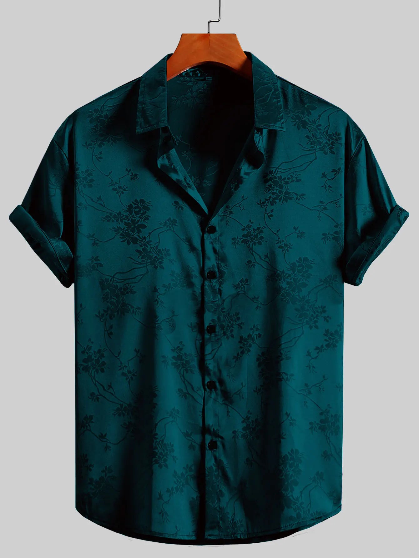Men's Embroidered Short Sleeve Beach Shirt
