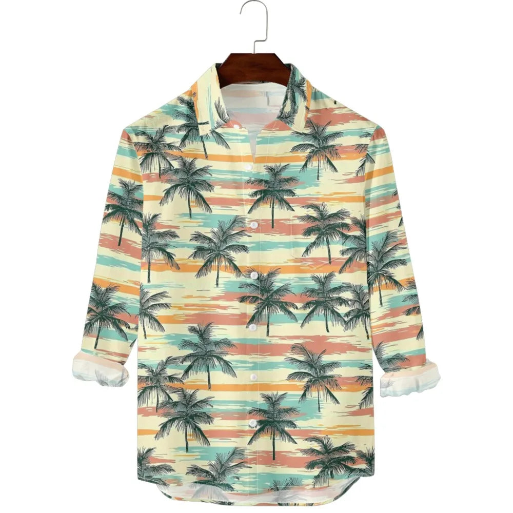Men's Sunset Ombre Palm Print Hawaiian Shirt