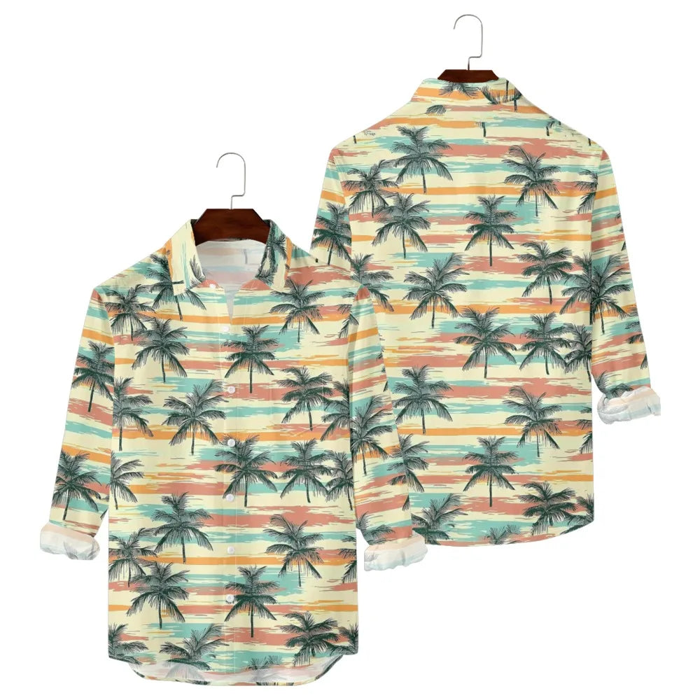 Men's Sunset Ombre Palm Print Hawaiian Shirt