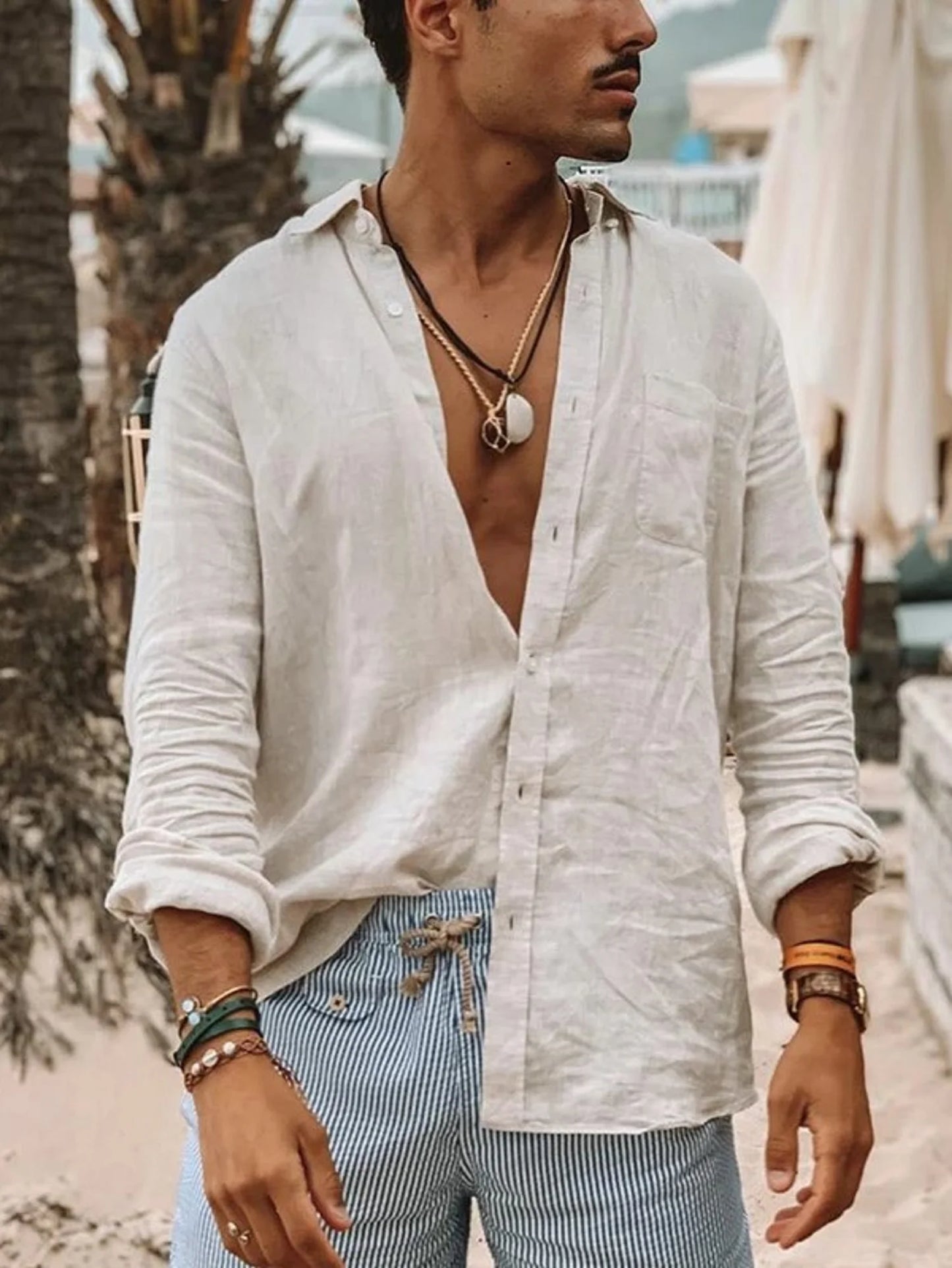 Men's Casual Solid Colour Long Sleeve Cardigan Shirt